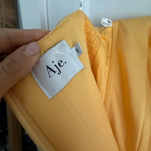 Aje Shallows Linen Blend Strapless Maxi Dress Marigold Butter Yellow - Picture 6 of 9